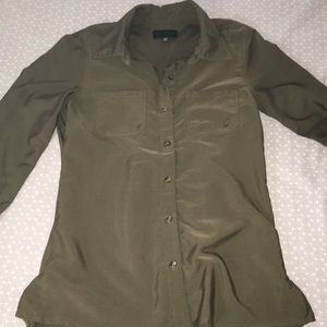 Army Green Soft Buttondown Blouse Volcom